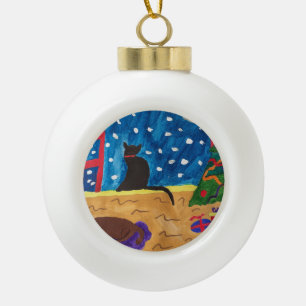 Boule En Céramique En Attente De Noël