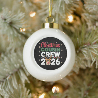Boule En Céramique Équipe de cousins de Noël 2026 Flocons de neige de