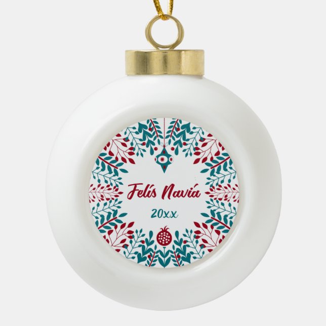 Boule En Céramique Felís Naviá Extremaduran voeux de Noël (Devant)