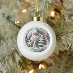 Boule En Céramique Festive Père Noël-Thème De Fêtes Saisonnière