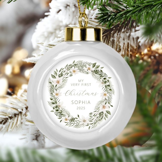 Boule En Céramique Feu de Noël personnalisé Première Forêt de Noël (Créateur téléchargé)