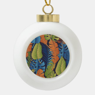 Boule En Céramique Feuilles tropicaux, motif sans couture fleurie.