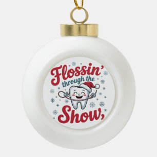 Boule En Céramique Filant dans la neige Noël drôle de Christmas