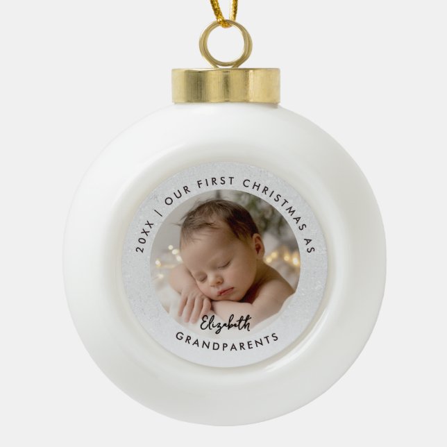 Boule En Céramique First Christmas Grandparents Wonderland Photo (Devant)
