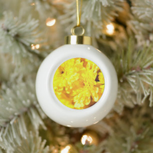 Boule En Céramique Fleur de maman jaune esthétique