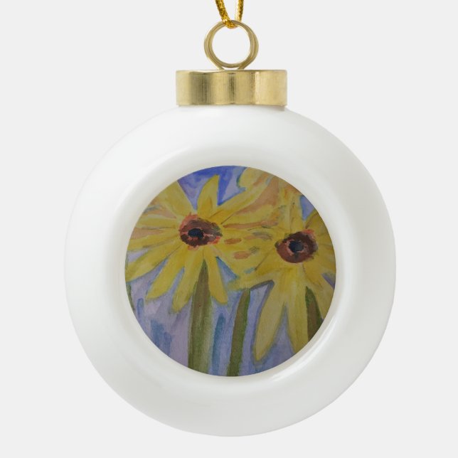 Boule En Céramique Fleurs de soleil jaunes d'été (Devant)
