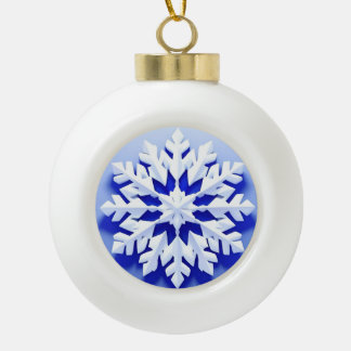 Boule En Céramique Flocon de Neige Bleu Détaille