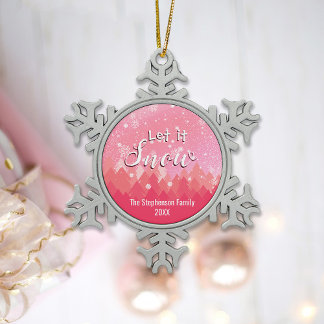 Boule En Céramique Forêt de neige rose sur mesure Joyeux Noël