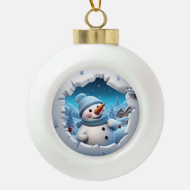 Boule En Céramique Frosty le bonhomme de neige (Devant)