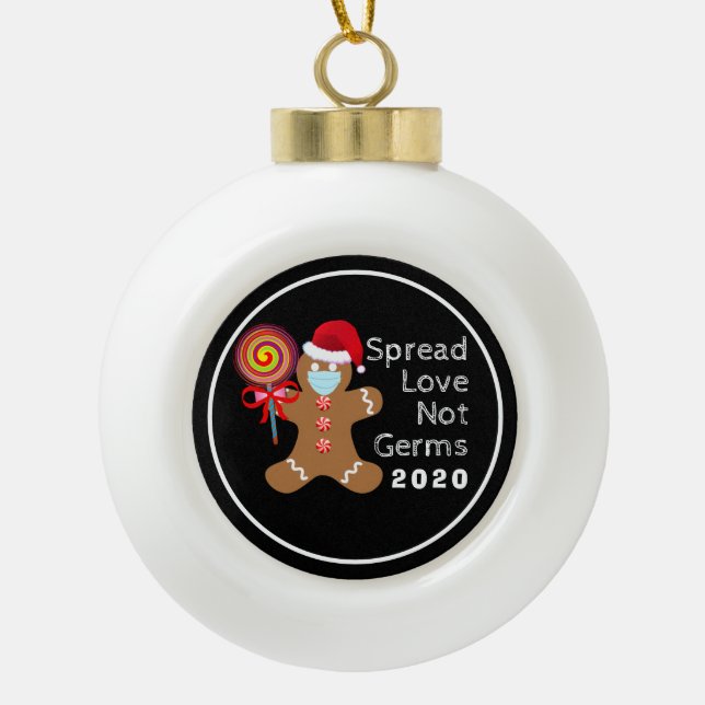 Boule En Céramique Funny Covid 19 Visage de Noël Mask Gingerbread (Devant)