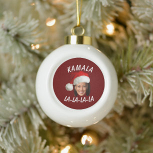 Boule En Céramique Funny Kamala Harris Face Santa Hat Noël