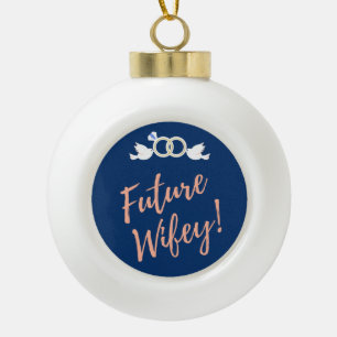 Boule En Céramique Future Wifey Love Birds en bleu profond 