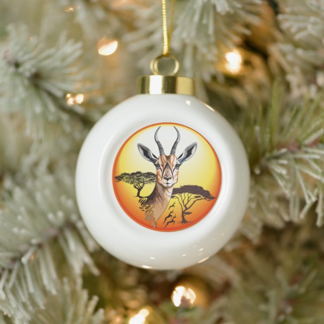 Boule En Céramique Gazelle Antelope africaine animal sauvage (Arbre)