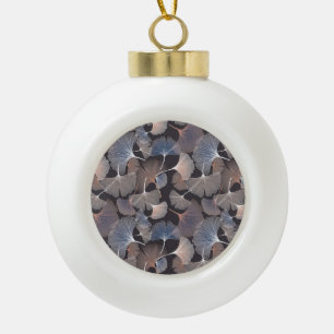 Boule En Céramique Ginkgo feuilles : élégant motif naturel.