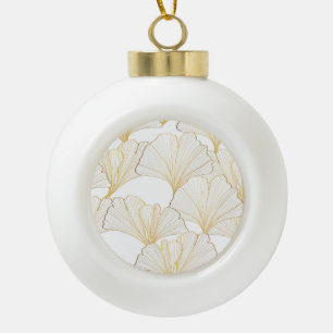 Boule En Céramique Ginkgo Gold : Arrangement de feuille luxueux