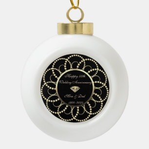 Boule En Céramique Gold Chic Diamond Pearls 50e anniversaire de Maria