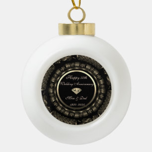 Boule En Céramique Gold Chic Elegant 50e anniversaire de Mariage