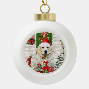 Boule En Céramique Golden Retriever Chien Noël