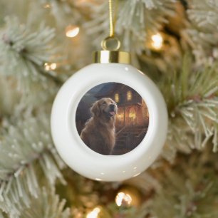 Boule En Céramique Golden Retriever Halloween effroi