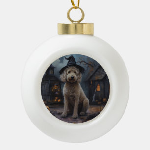 Boule En Céramique Goldendoodle Citrouille Halloween effrayant