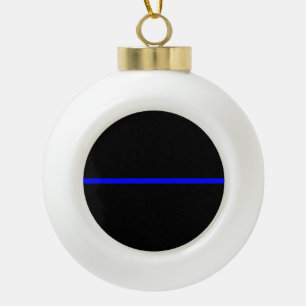 Boule En Céramique Graphique Symbolique de ligne bleue mince