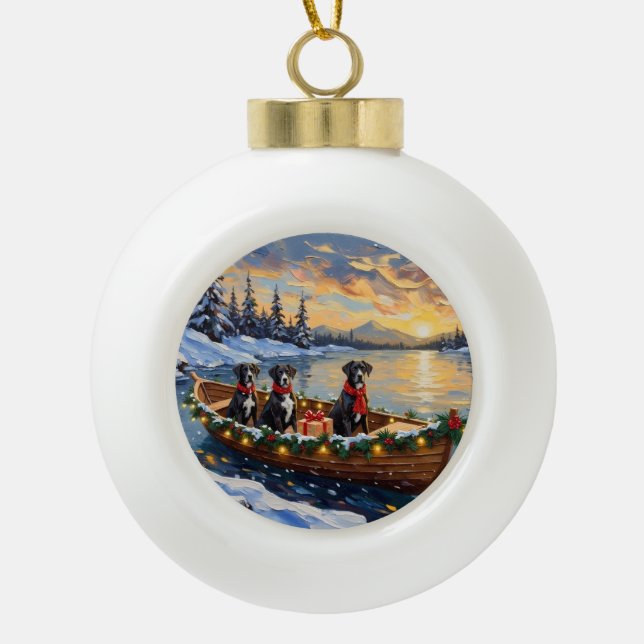 Boule En Céramique Great Dane Christmas Boat Holiday (Devant)