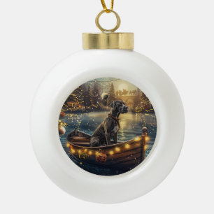 Boule En Céramique Great Dane Christmas Festive Voyage