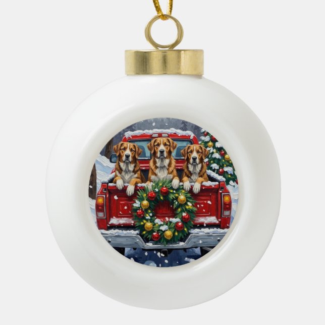 Boule En Céramique Greater Swiss Mountain Dog Christmas Red Truck (Devant)
