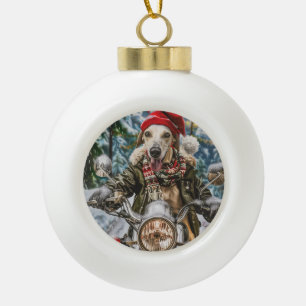 Boule En Céramique Greyhound Chien équitation Moto Noël