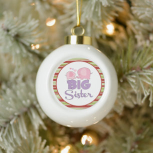 Boule En Céramique Grosse soeur Noël d'éléphant rose et violet