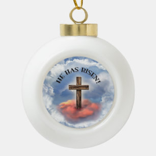 Boule En Céramique Has Risen Rugged Cross With Clouds