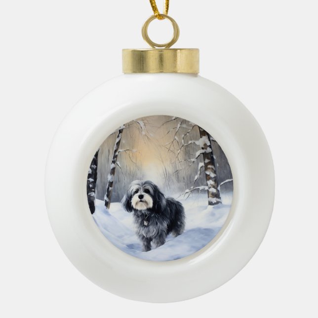 Boule En Céramique Havanais laissez-le neiger Noël (Devant)