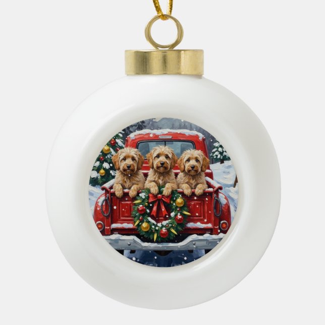 Boule En Céramique Havanese Christmas Red Truck Holiday (Devant)