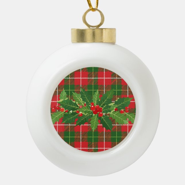 Boule En Céramique Holly on Christmas Plaid 3 (Devant)