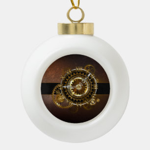 Boule En Céramique Horloge Steampunk avec des engrenages anciens