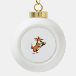 Boule En Céramique Illustration Rétro de Chien de Football Corgi Spor