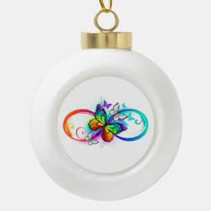 Boule En Céramique Infini lumineux avec papillon arc-en-ciel