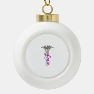Boule En Céramique Infirmière Amour Caducée Floral Médical Design Ver