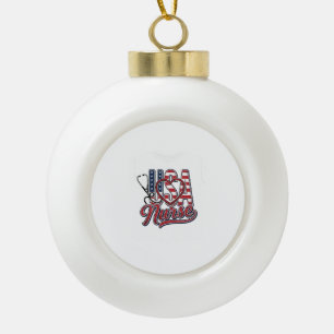 Boule En Céramique Infirmière Patriotique USA Cœur Stethoscope Chemis
