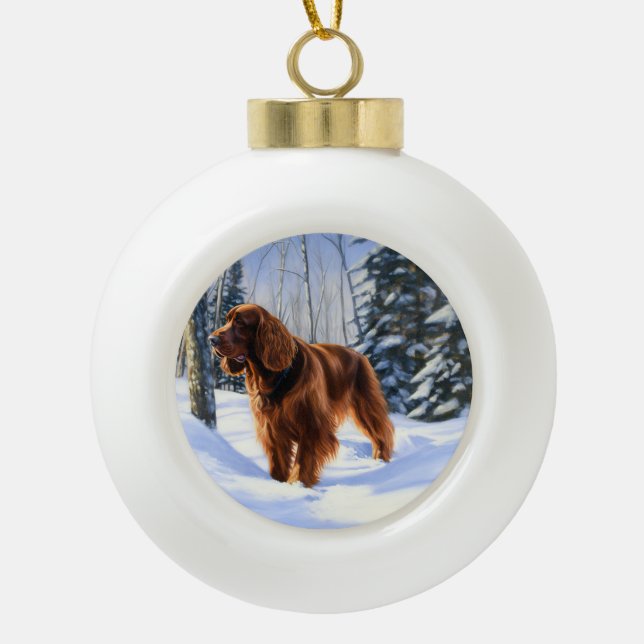 Boule En Céramique Irish Setter Let It Neige Christmas (Devant)