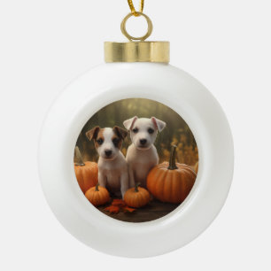Boule En Céramique Jack Russell chiot Automne Délice Citrouille 