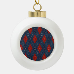 Boule En Céramique Jacquard Royal Bleu Motif de Noël