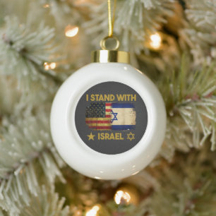 Boule En Céramique Je suis avec Israël Drapeau Amérique