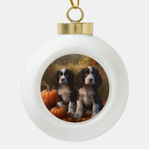 Boule En Céramique Jeune Springer Spaniel Automne Délice Citrouille