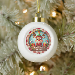 Boule En Céramique Jingle Tout Le Chemin Joyeux Renard Noël