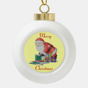 Boule En Céramique Joli père Noël et jouets enveloppant cadeaux de
