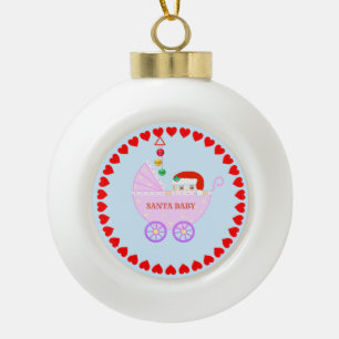 Boule En Céramique Joli Santa Bébé de Noël