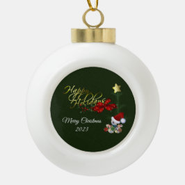 Boule En Céramique Joyeuses fêtes Noël Ornament en céramique