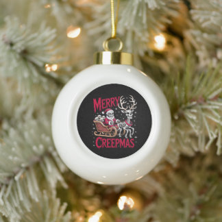Boule En Céramique Joyeux Creepmas squelette Santa traîneau renne Noë