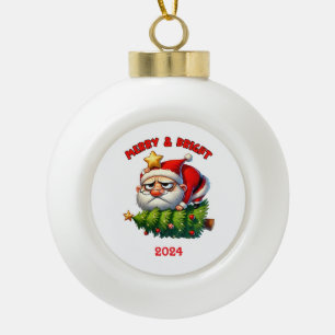 Boule En Céramique Joyeux et brillant Père Noël
